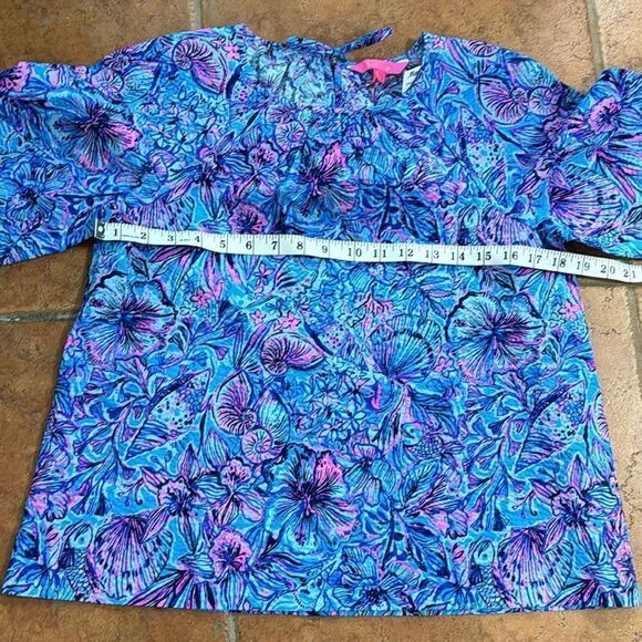 NWT Lilly Pulitzer Rilynn Long Sleeve Breakwater Blue Shells N Bells Top Size XS - Picture 10 of 12